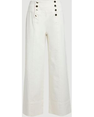 Karen Millen Denim Button Front Wide Leg Jeans - White