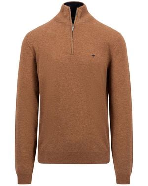 Fynch-Hatton Fynch -Hatton Troyer Half Zip Knitwear Hazel - Brown