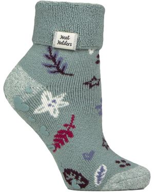 Heat Holders Cosy Turn-Over Cuff Lounge Socks - Blue