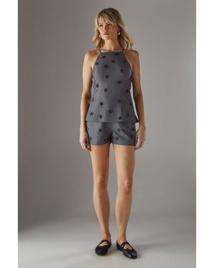 Warehouse Embellished Tailored Shorts - Grey