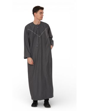 Thobez Eid Moroccan Thobe Robe Djellaba Ramadan Eid Jubba- Hm10 - Black