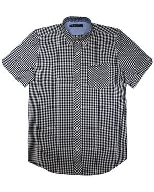 Ben Sherman Geruit Zwart Overhemd - Blauw