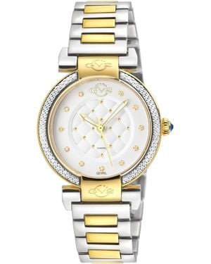 Gv2 Berletta Swiss Quartz Diamond Dial, Two Toned Ipyg Stainless Steel Bracelet Watch - Metallic