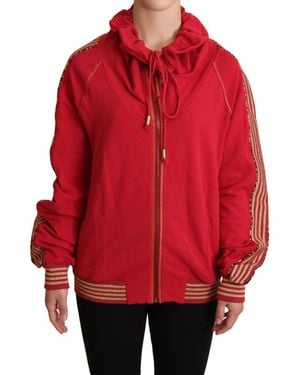 John Galliano Cowl Neck Zipup Hoodie - Red