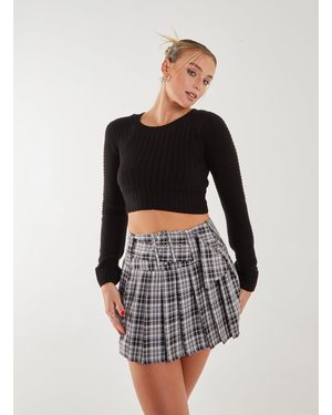 Pink Vanilla Cropped Knit Jumper - Black