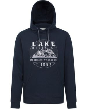 Mountain Warehouse 'Regional Lake District' Graphic Overhead Hoodie Warm Cosy Pullover Cotton - Blue