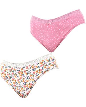 Janira Pack Of 2 Brislip Coquettes Cotton Knickers Jpb3 - Pink