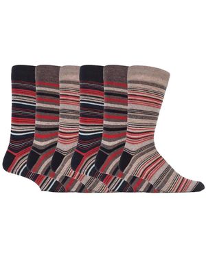 Sock Snob 6 Pack Colourful Striped Patterned Dress Cotton Socks - Natural