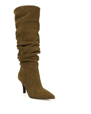 Dune Santi Slouchy Leather Knee High Boots - Green