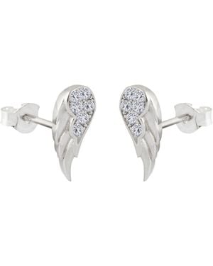 The Jewellery Stockroom Sterling Cubic Zirconia Angel Wing Stud Earrings - White