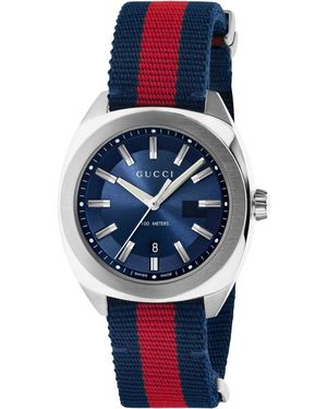 Gucci Ya142304 Gg2570 41Mm Canvas Watch - Blue
