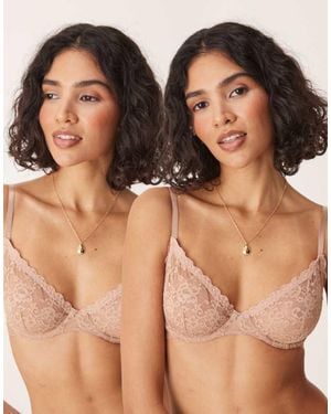 ASOS Lila 2 Pack Underwired Bra - Brown