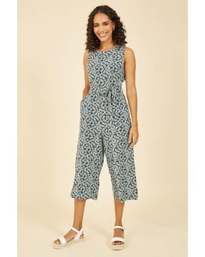 Mela London Daisy Floral Print Culotte Jumpsuit - Blue
