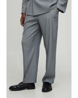 BoohooMAN Relaxed Fit Crease Front Trousers - Grey