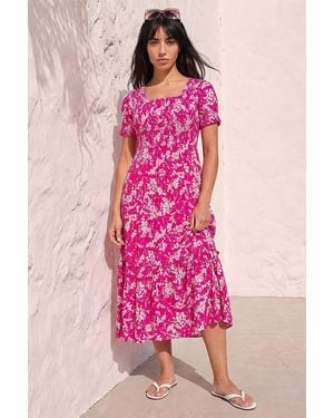 Roman Petite Shirred Bodice Dress - Pink