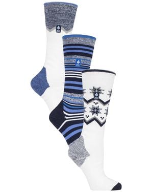 Heat Holders 3 Pair Assorted Multipack Ultra Lite Ski Socks - Blue