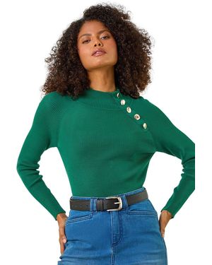 D.u.s.k Button Detail Ribbed Jumper - Green