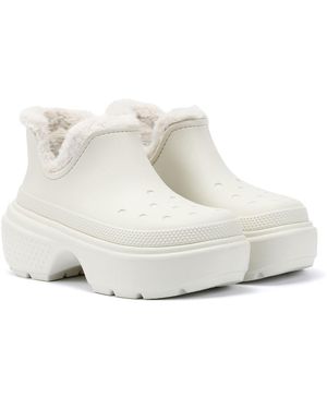 Crocs™ Stomp Lined Shorty Linen Boots - White
