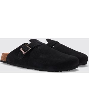 BoohooMAN Faux Suede Mule - Black
