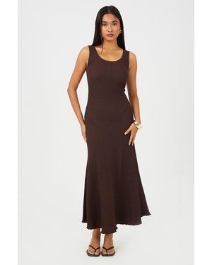 Brave Soul Textured Jersey Lace Strappy Fit And Flare Maxi Dress - Brown