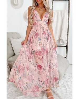 Azura Exchange Floral Print Maxi Dress - Pink