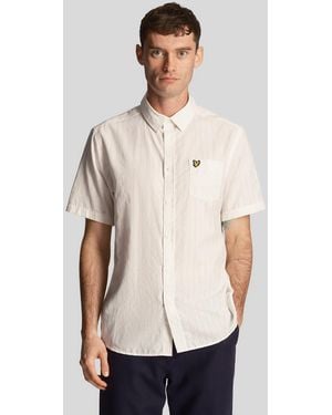 Lyle & Scott Textured Stripe Short Sleeve Shirt - Natural