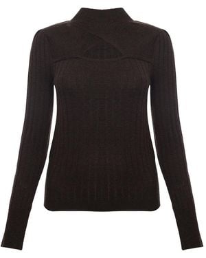 Morgan High Neck Peek A Boo Jumper - Black