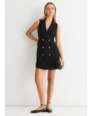 Gini London Double Breast Boucle Blazer Mini Dress - Black