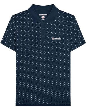 Lambretta Ss24 Polka Dot Polo Shirt Cotton - Blue