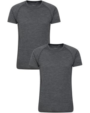 Mountain Warehouse 'Summit' Merino T-Shirt Quick Dry Warm Base Layer Top - Grey