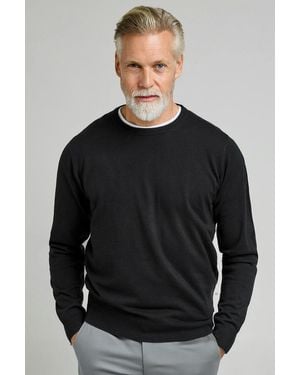 Secret Label Fine Knit Crew Neck Jumper - Black