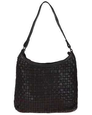 Ashwood Leather 'Raffinatezza' Vintage Woven Shoulder Bag - Black