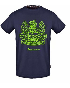 Aquascutum Graphic Crew Neck Short Sleeve Jersey T-Shirt - Blue