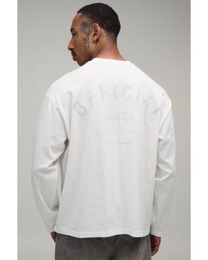 BoohooMAN Oversized Official Slub Jersey Long Sleeve T-Shirt - White
