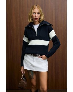 Grimelange Straight Plain Knit Jumper - Blue