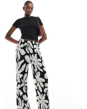 Vero Moda High Waist Wide Leg Plisse Trouser - Black