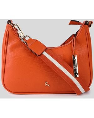 Ashwood Leather 'Bella Toscana' Real Crossbody Bag With Webbing Strap - Orange
