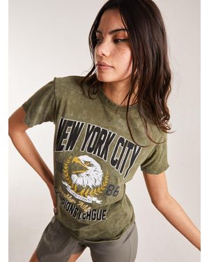 Pink Vanilla Washed Graphic T-Shirt - Green