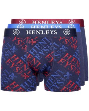 Henleys Rutlers Boxers 3Pk - Blue