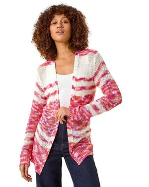 Roman Colour Block Spacedy Knit Cardigan - Red