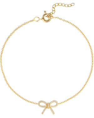 The Jewellery Stockroom Plated Sterling Cz Bow Chain Bracelet - Metallic