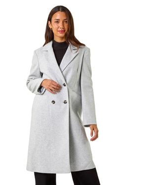Roman Faux Wool Double Breasted Coat - Grey