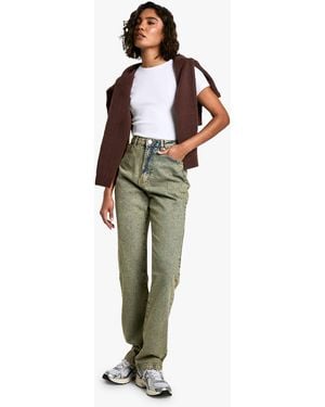 Boohoo Tall Basics High Waisted Straight Leg Jeans - Green