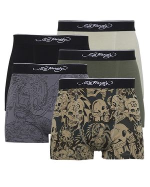 Ed Hardy 5 Pack Cotton Breathable Boxers Underwear - Green