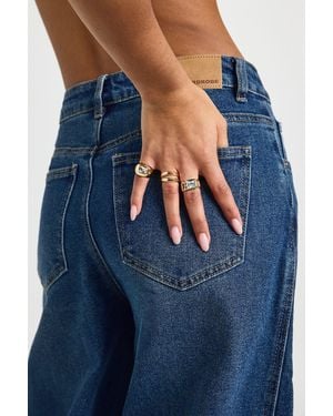 Boohoo Statement Chunky Diamante Rings 3 Pack - Blue