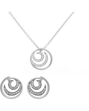 Orphelia 'Elaine' 925 Sterling Set: Chain-Pendant + Earrings - White