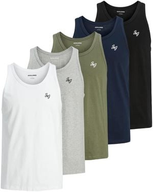 Jack & Jones 5 Pack Sleeveless Vest - Green