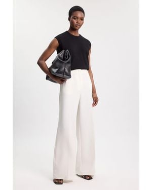 Karen Millen Petite Polished Tailored Wide Leg Trouser - White