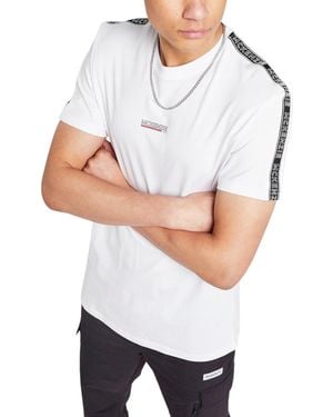 McKenzie T Shirts Logo Tape Crew Neck Short Sleeve Summer Cotton T-Shirt - White
