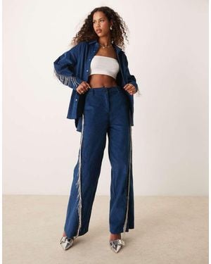 Ghospell Embellished Cord Trouser Co-Ord - Blue